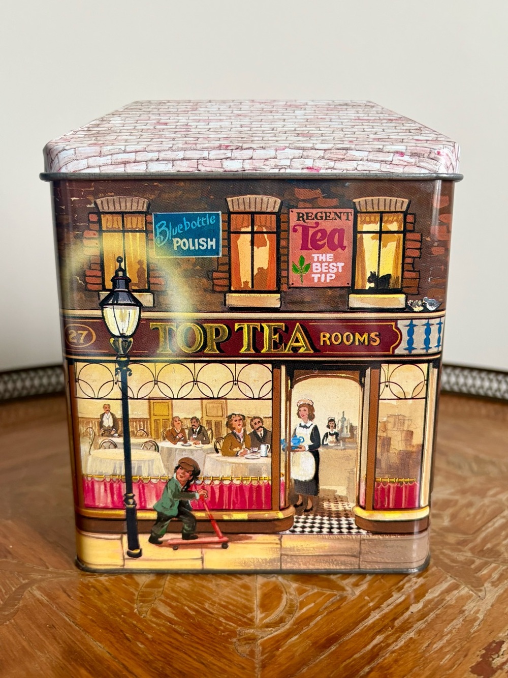 Vintage-Style Top Tea Rooms Decorative Tin - Multi-Color